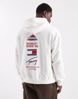 Tommy Jeans Chest Flag Logo Hoodie In White