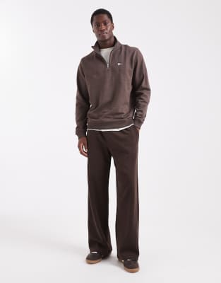 Tommy Jeans Chest Flag Logo Quarter Zip Sweater In Brown