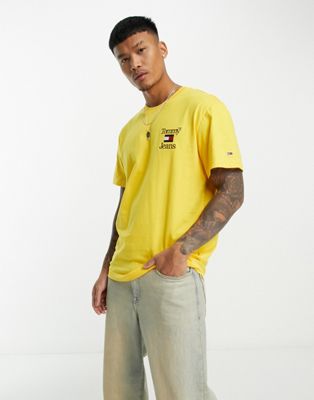 Tommy Jeans chest flag logo relaxed fit t-shirt in yellow - ASOS Price Checker