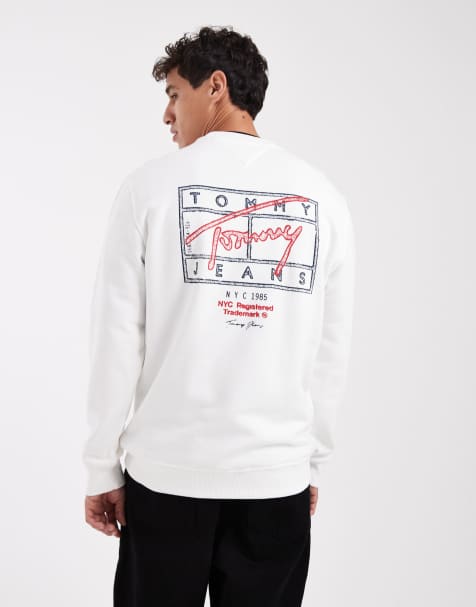 Tommy Jeans chest flag logo sweatshirt in white - view 1