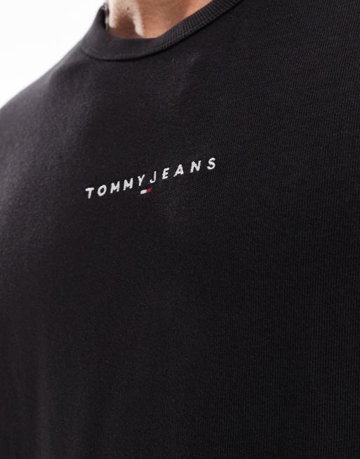 Tommy Jeans chest linear logo t-shirt in black, 2 of 4