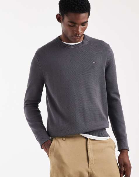 Tommy Jeans chest logo slim jumper in washed black