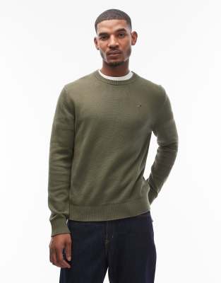 Tommy Jeans Chest Logo Slim Sweater In Green
