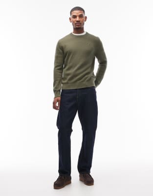 Tommy Jeans Chest Logo Slim Sweater In Green