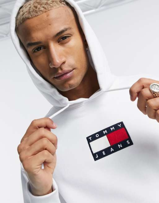 Tommy jeans small logo white deals hoodie