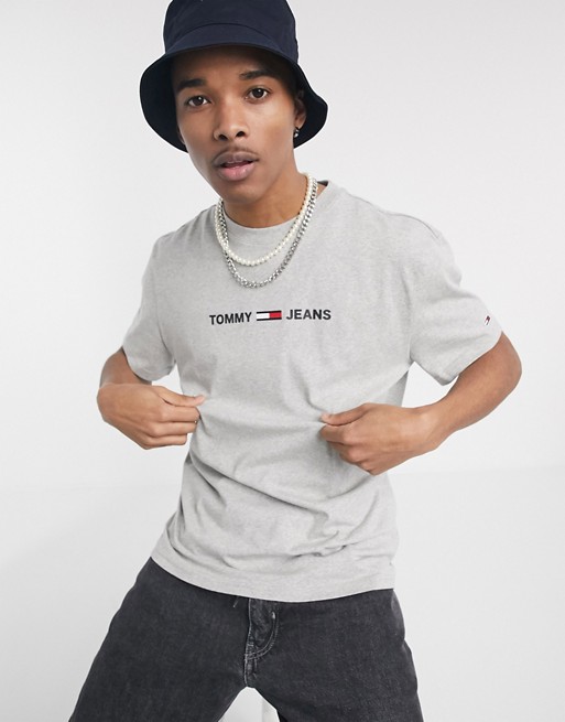 Tommy Jeans chest small logo t-shirt in grey marl