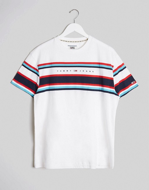 Tommy Jeans chest stripe logo t-shirt in white