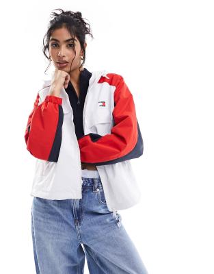 Tommy Jeans Chicago colourblock windbreaker jacket in white