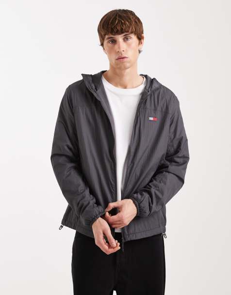 Tommy Jeans Chicago fleece hooded jacket in dark gray - view 1