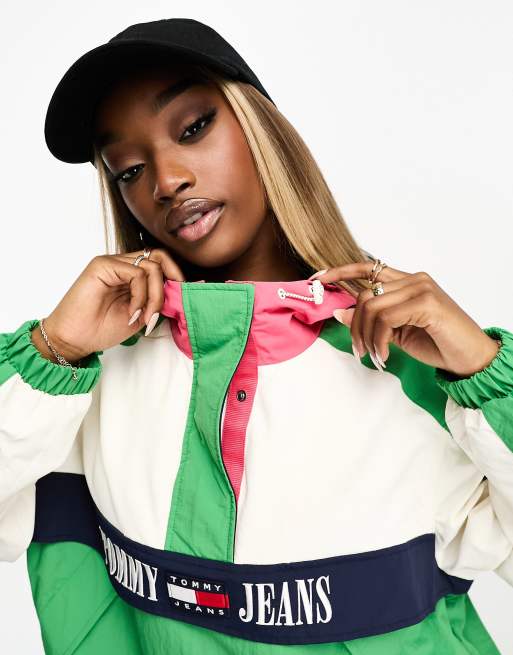 Tommy Jeans - Chicago - Veste à boutons-pression - Vert/blanc
