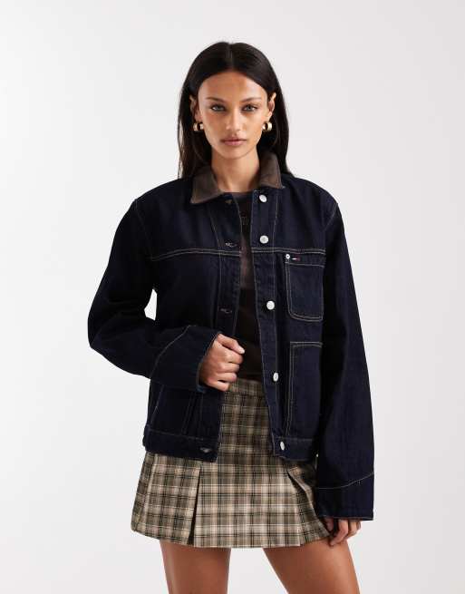 Tommy Jeans – Chore – Kurtka oversize w kolorze indygo z kontrastowym kołnierzykiem
