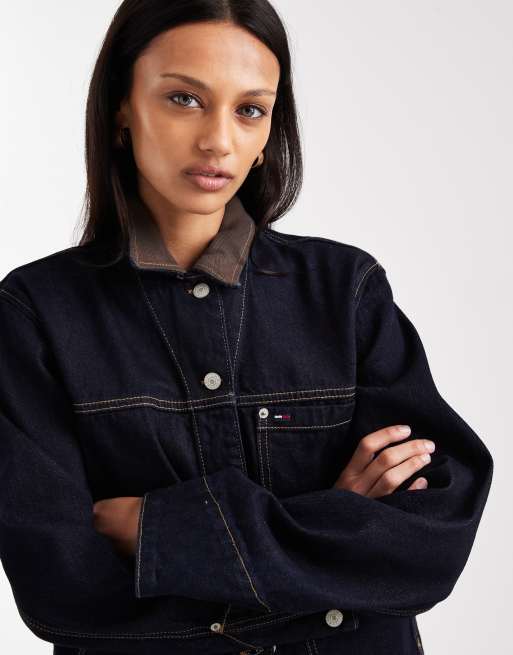 Tommy Jeans – Chore – Kurtka oversize w kolorze indygo z kontrastowym kołnierzykiem, 3 z 4