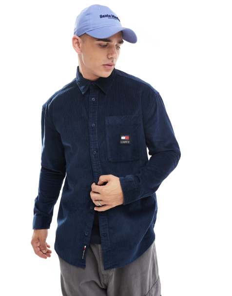 Tommy Jeans chunky cord shirt in navy - view 1