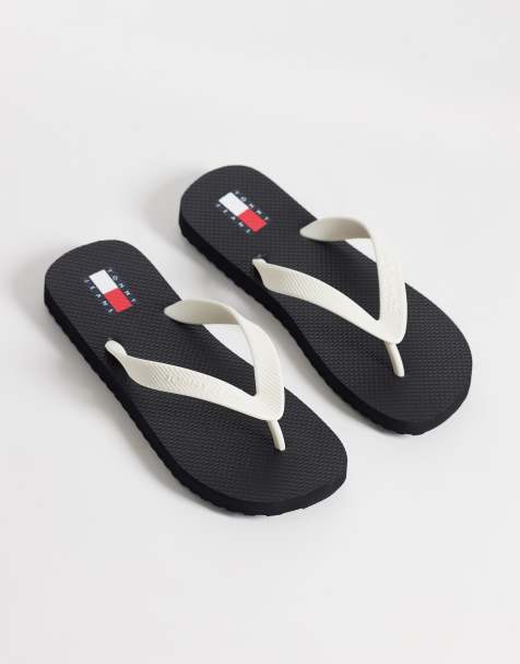 Tommy Jeans chunky flip flops with logo in white - view 1