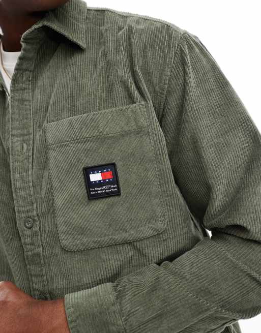 Tommy Jeans - Chunky fløjlsskjorte i armygrøn, 3 af 4