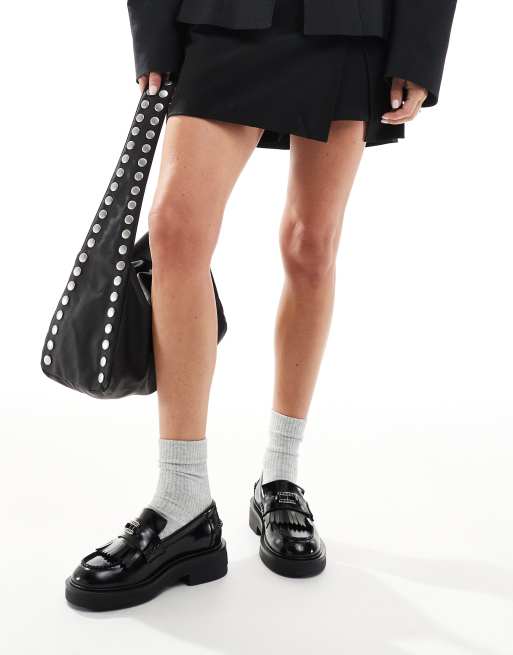 Tommy Jeans chunky fringed loafers in black