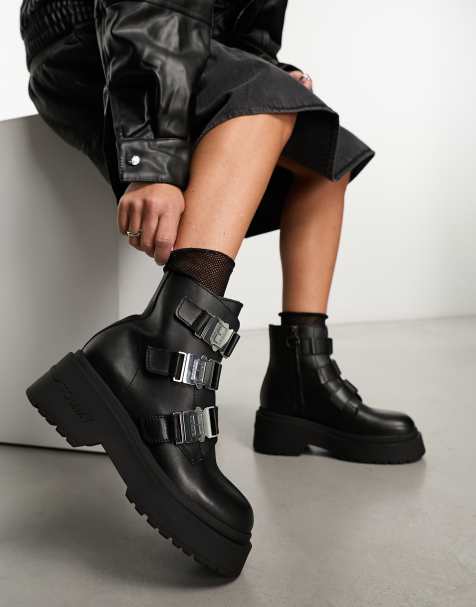 Black leather clearance ankle boots sale