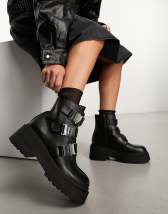 Calvin Klein Jeans chunky combat zip boots in black | ASOS