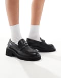 [Tommy Jeans] Tommy Jeans chunky heeled loafers in black 39 Black