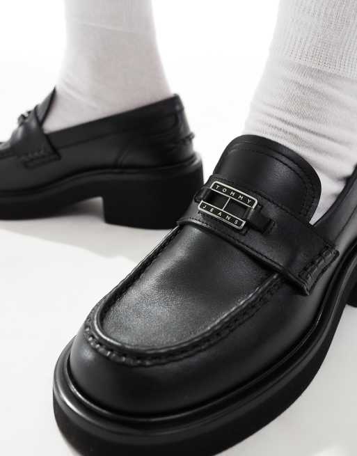 Tommy Jeans chunky heeled loafers in black