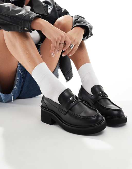 Tommy Jeans chunky heeled loafers in black