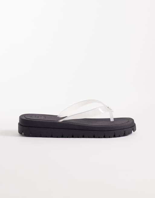 Tommy Jeans chunky jelly flip flops in white, 2 of 4