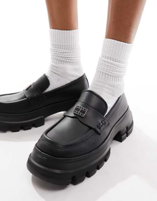 Tommy Jeans chunky loafers in black | ASOS