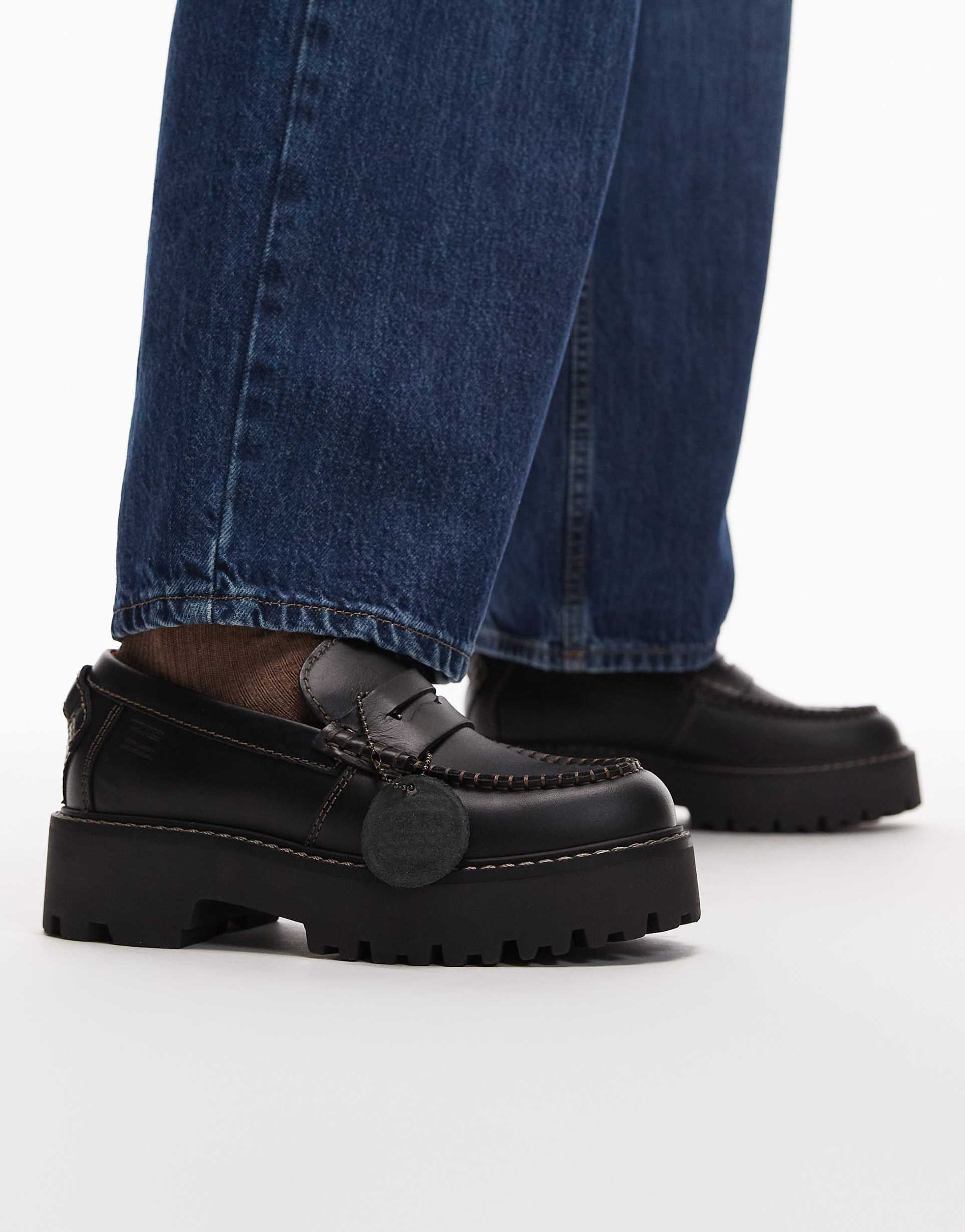 tommy jeans chunky loafers in black