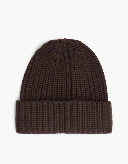 Tommy Jeans Chunky rib-knit logo beanie in dark brown, 2 of 4