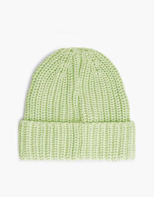 Tommy Jeans Chunky rib-knit logo beanie in light green, 2 of 4