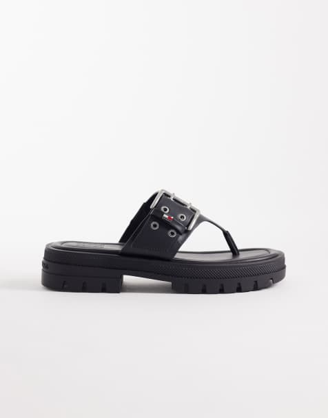 Tommy Jeans chunky sandals with buckles in black - view 1