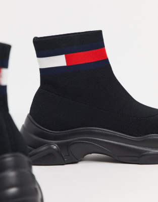 tommy hilfiger sock trainers black