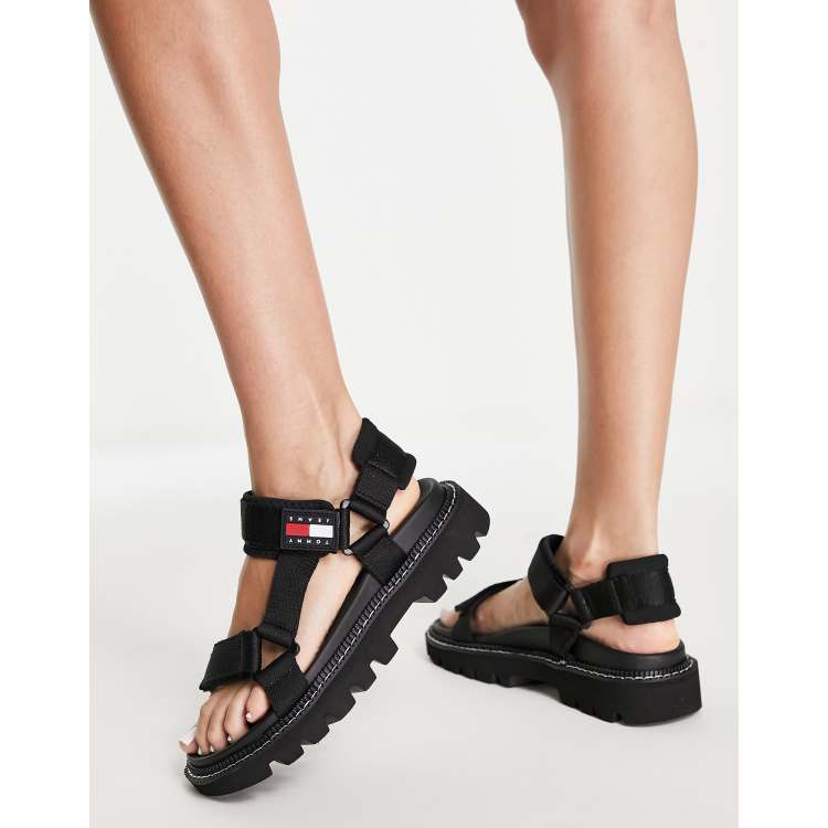 TOMMY HILFIGER Woven Webbing Wedge Beach Sandal - NAVY