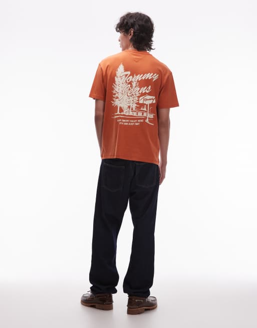 Tommy Jeans – Ciemnopomarańczowy T-shirt z nadrukiem, 2 z 5