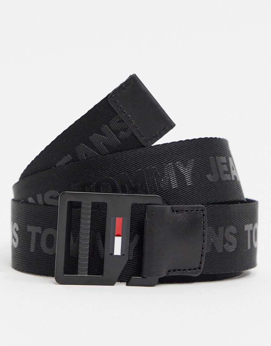 Tommy Jeans - Cintura nera con logo e fibbia a D-Nero