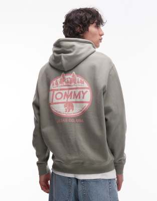 Tommy Jeans Circle Back Graphic Hoodie In Gray