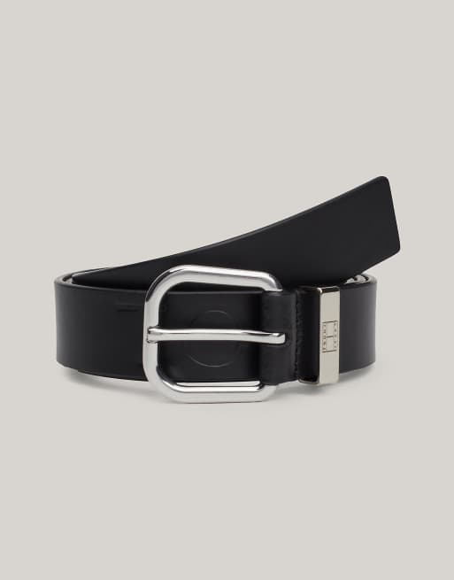 Tommy Jeans - City - Ceinture en cuir avec logo estampé - Noir