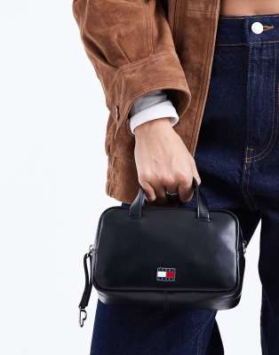 Tommy Jeans City Cross Body Bag With Top Handle In Black