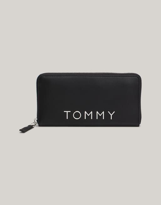 Tommy Jeans – City – Geldbörse in Schwarz mit Logo und umlaufendem Reißverschluss