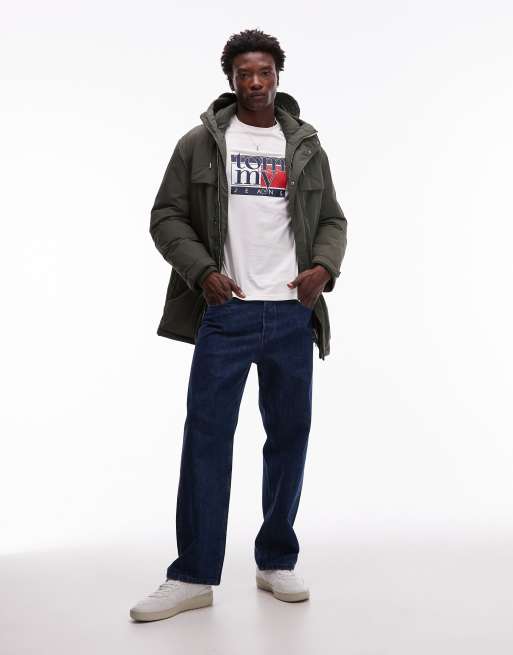 Tommy Jeans city parka jacket in dark green, 2 of 5