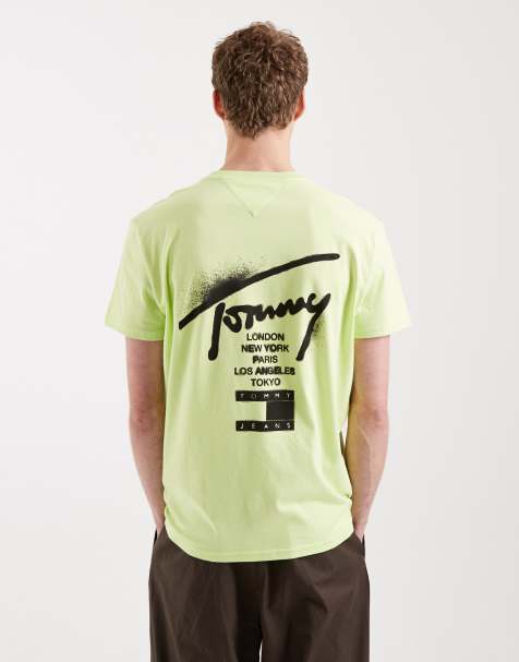Tommy Jeans city sign logo signature t-shirt in lime green - view 1