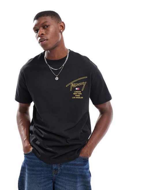 Tommy Jeans city signature back print t-shirt in black, 2 of 4