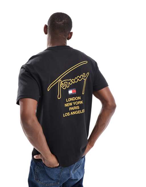 Tommy Jeans city signature back print t-shirt in black, 3 of 4