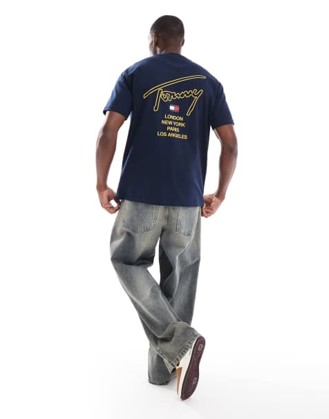 Tommy Jeans city signature back print t-shirt in navy - view 1