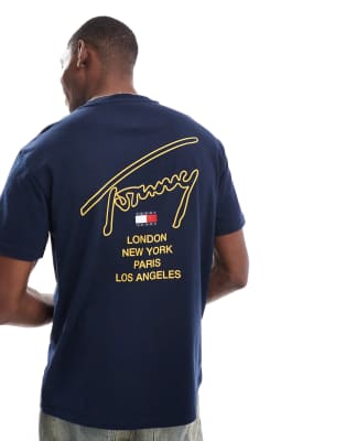 Tommy Jeans City Signature Back Print T-shirt In Navy