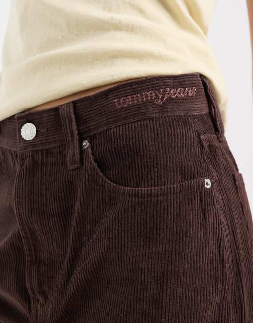 Tommy Jeans – Claire – Chokladbruna, vida manchesterbyxor med hög midja, 5 av 5