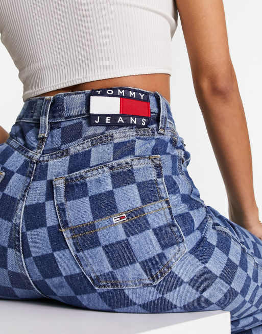 Tommy Jeans Claire cotton high rise wide leg jeans in checkerboard print , 5 of 5