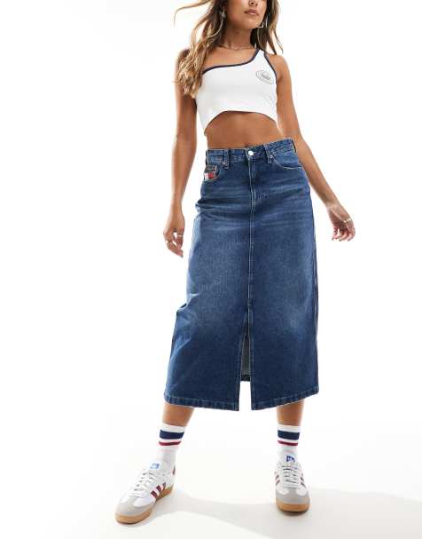 Tommy Jeans - Claire - Gonna midi di jeans lavaggio medio - view 1