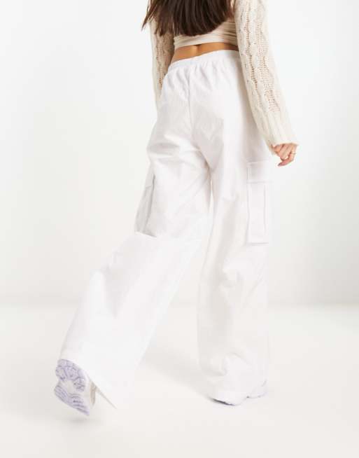 Tommy Jeans claire high rise wide cargo trousers in white