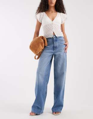 Tommy Jeans Claire High Rise Wide Leg Jeans In Blue